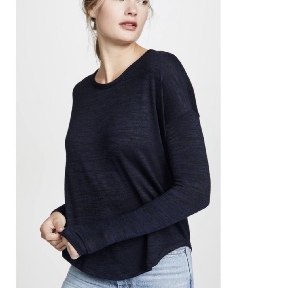 Rag and Bone Jean Tri-Blend Long Sleeve Curve Hem Tee - Size S. - Picture 3 of 15